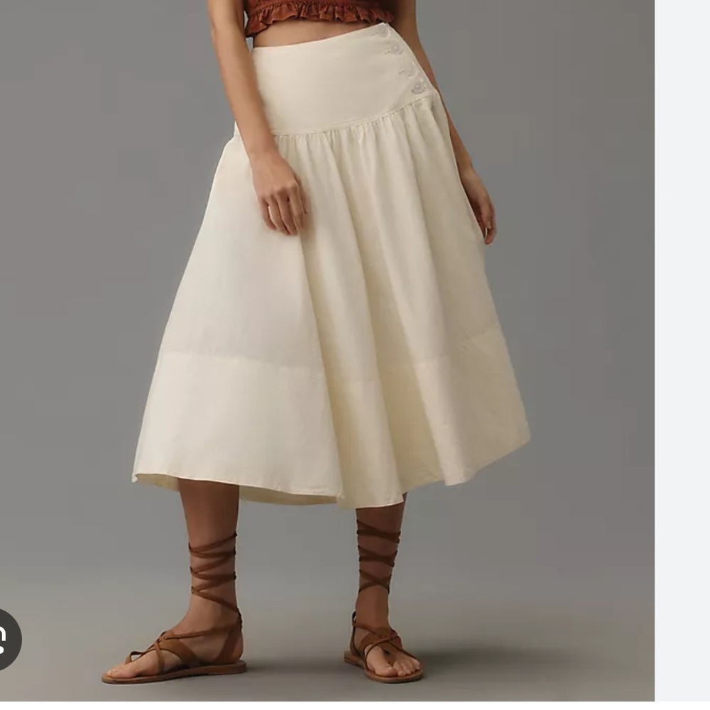 Maeve Anthropologie Drop-Waist Wrap Midi Skirt Ivory NWT MSRP $138 Size 4 - Picture 2 of 5